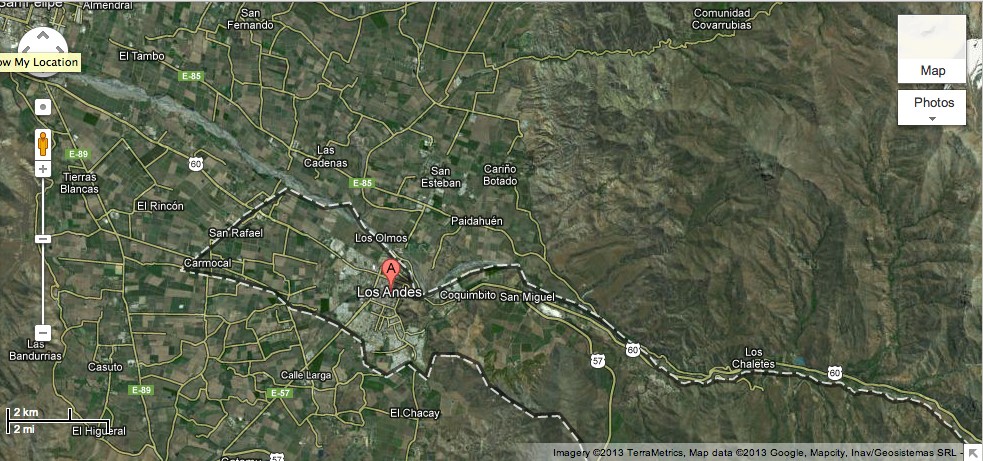 Mapa de Los Andes, Chile
